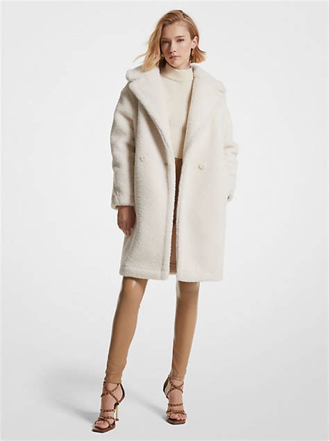 Michael Kors Sherpa Teddy Coat in White 